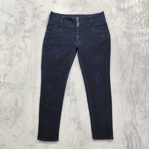Ella Jeans Womens 17 Juniors Blue High Rise Skinny Slim Stretch Denim Dark Wash